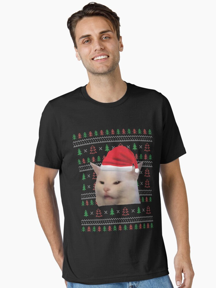 Woman Yelling At Cat Ugly Christmas Sweater Funny Memes Essential T Shirt Sweater Premium Print Everyday Wear