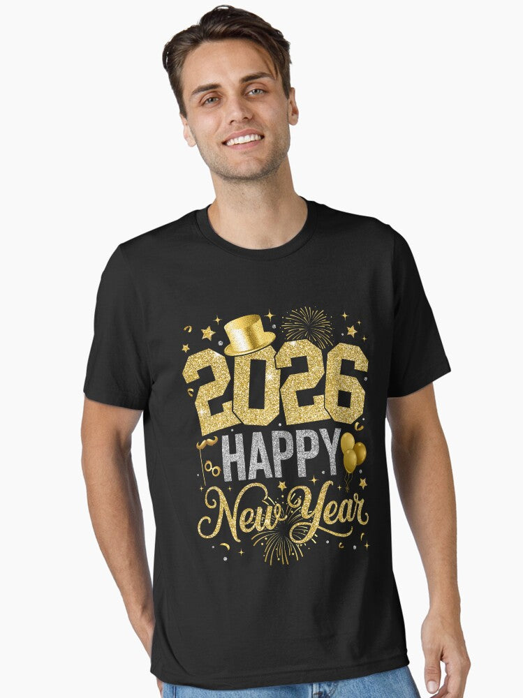 Happy New Year Party 2026 Ballon Family Matching Men Women Essential T Shirt T Shirt Premium Print Daily Wear