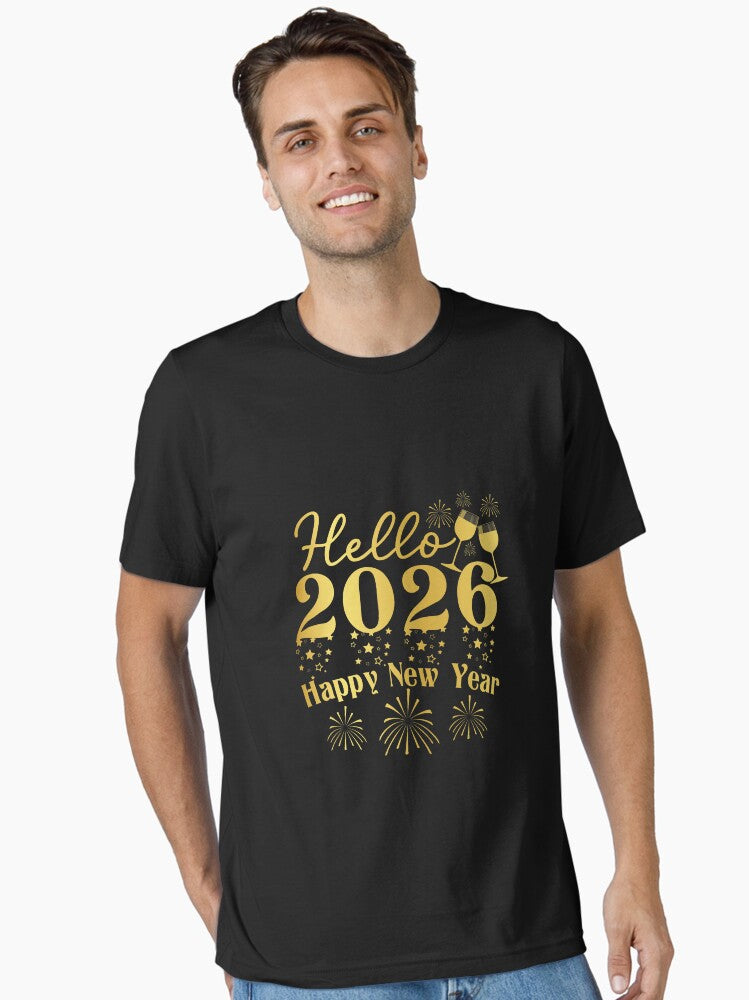 Happy New Year 2026 New Year Party Family Friends Adults Kid Essential T Shirt T Shirt Premium Print Daily Wear