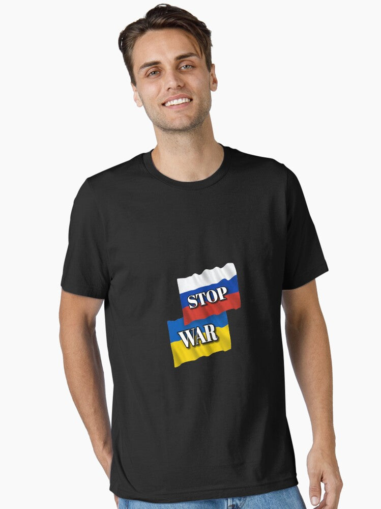 RUSSIA UKRAINE STOP WAR Essential Shirt T Shirt Clean Design