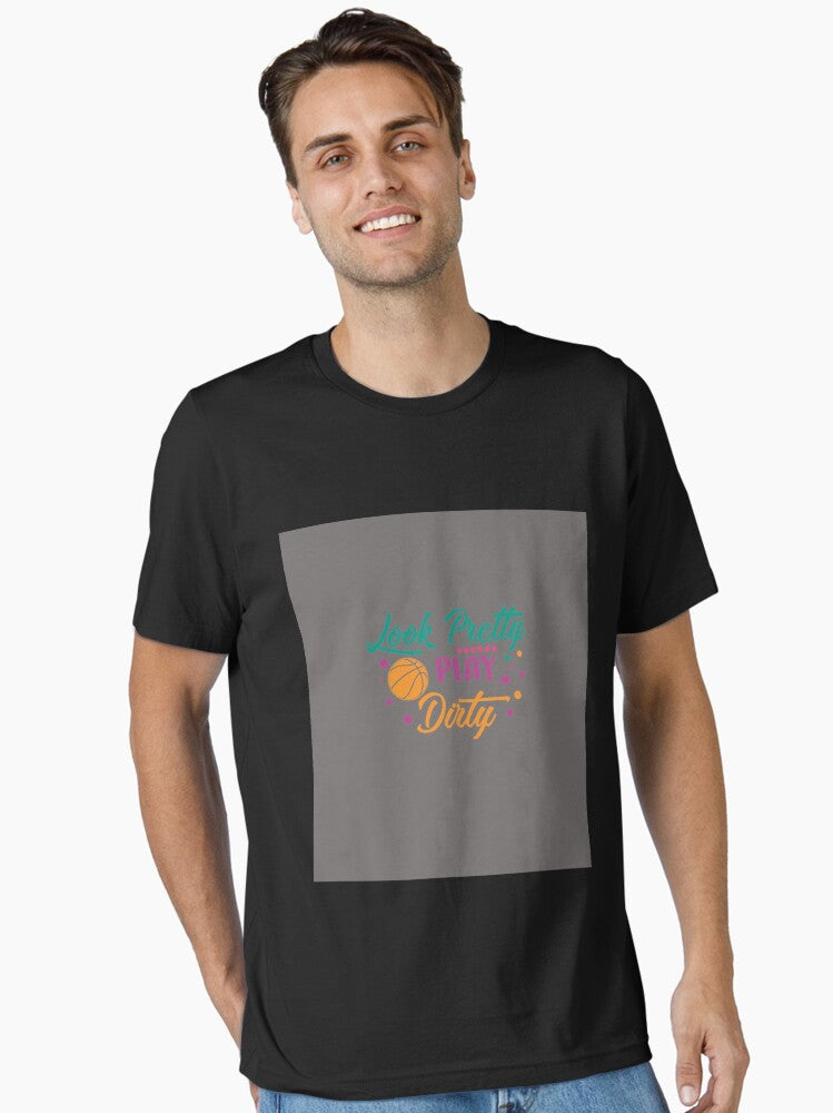 Basketball Clip Art Look Pretty Play Dirty Basketball Christmas Gift Womens Basketball Mom Sle Essential T-shirt | Premium Basketball Jersey | Fan Edition Apparel