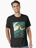 Surfing Jesus Tshirt black Essential Shirt T Shirt Premium Print