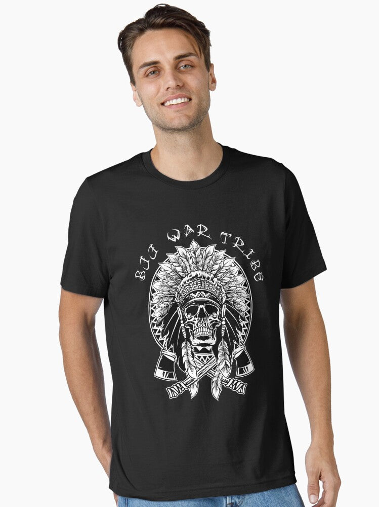 American Indian Skull Jiu Jitsu War Tribe BJJ Fanatics Essential Shirt T Shirt Clean Design