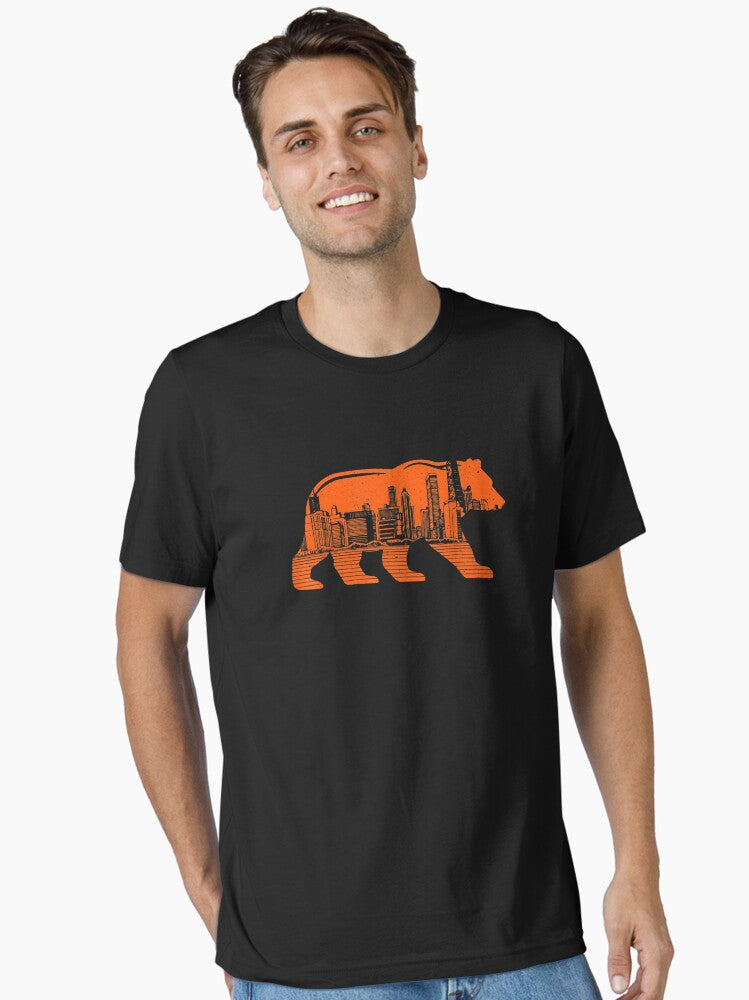 Downtown City City Skyline Walking Bear Silhouette Essential T Shirt T Shirt Cute Design