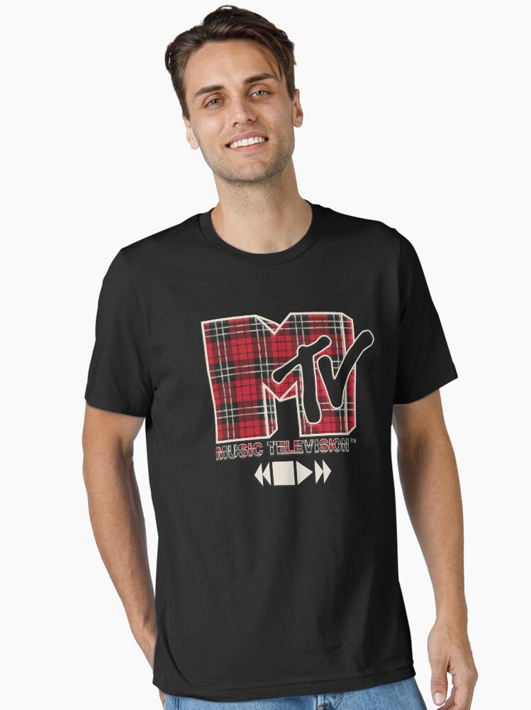 MTV Music Television Plays Grunge Plaid Big Chest Logo Essential T Shirt T Shirt Streetwear Style Daily Wear