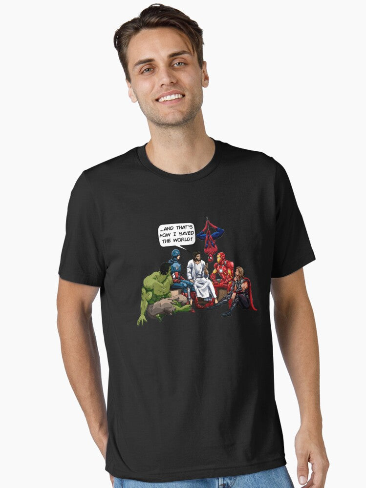 Jesus and the superheroes Essential Shirt T Shirt Minimal Style
