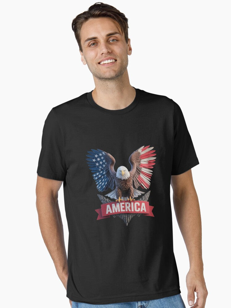American US Flag Bald Eagle Patriotic Eagle 4th of July USA Essential Shirt T Shirt US Trend