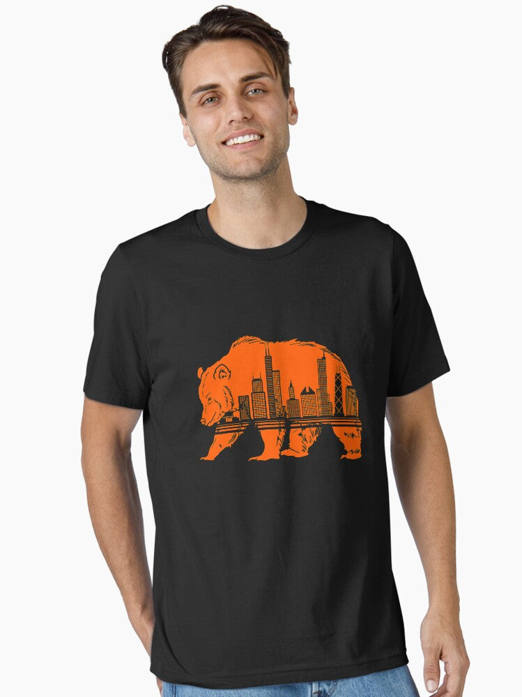Downtown City City Skyline Walking Bear Silhouette Gift Essential T Shirt T Shirt Cute Design