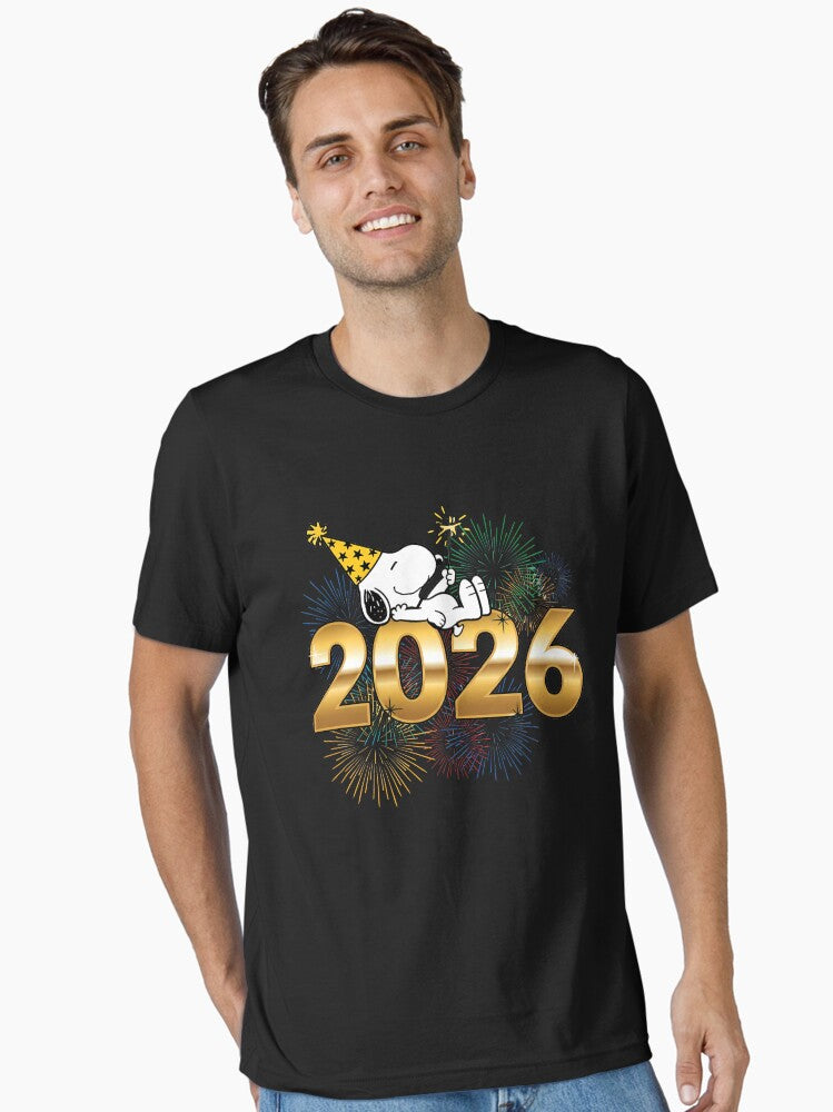 New Year 2026 Fireworks Snoopy Essential T Shirt T Shirt Premium Print Modern Aesthetic