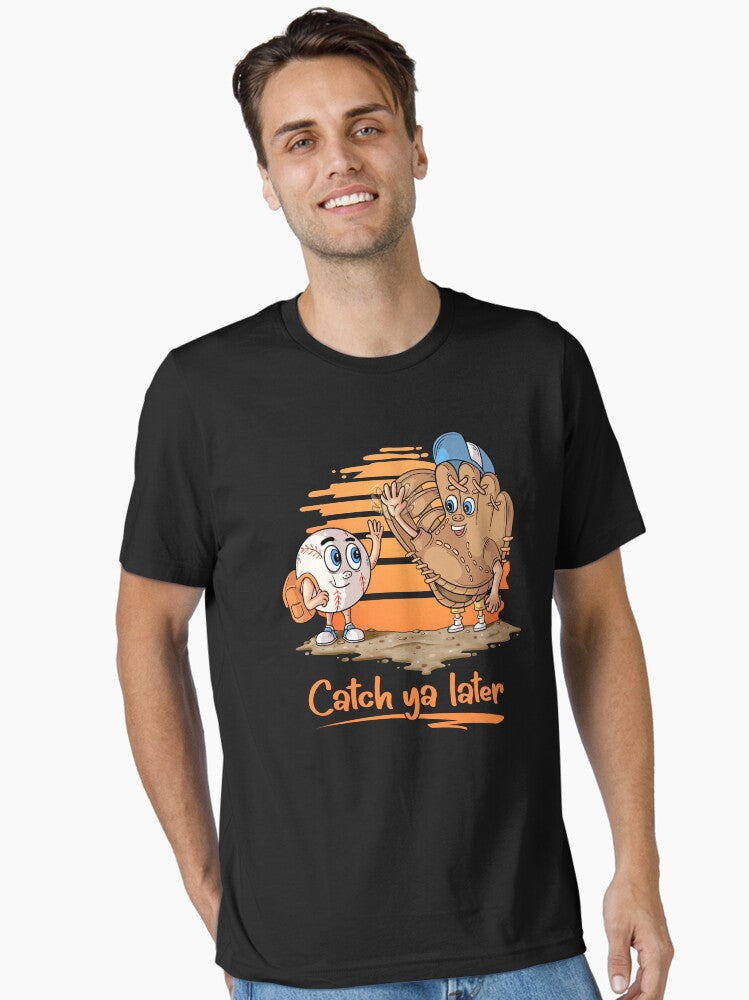 Catch ya Later Cartoon Baseball Glove and Baseball Ball Essential T Shirt T Shirt Viral TikTok Daily Wear