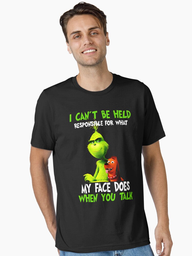 Chris tmas I Cant Be Held Respo nsibles Grinchs Face Essential T Shirt T Shirt Holiday Trending Christmas Season Pick