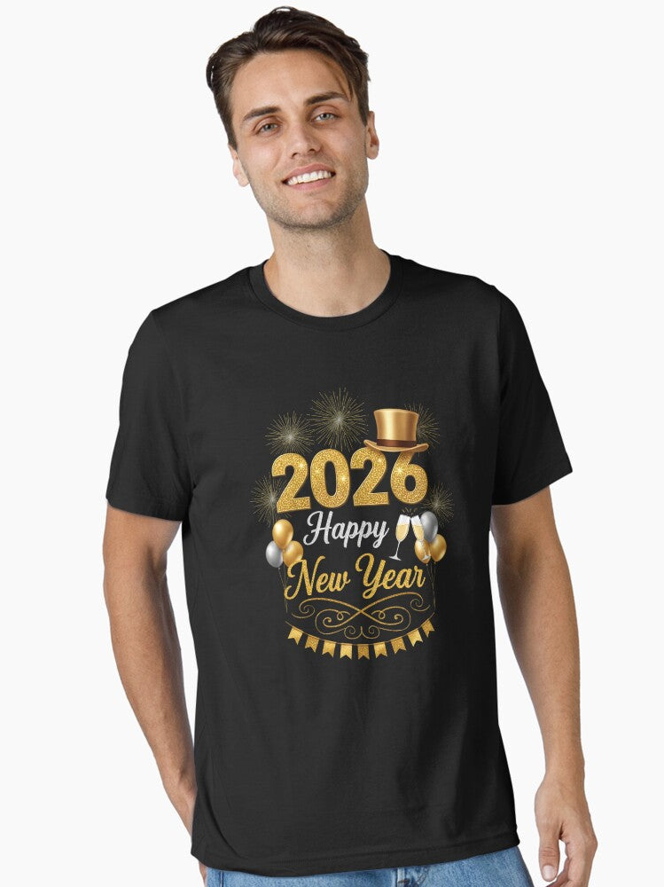 Happy New Year Party 2026 Ballon Family Matching Essential T Shirt T Shirt Premium Print New Year Trend