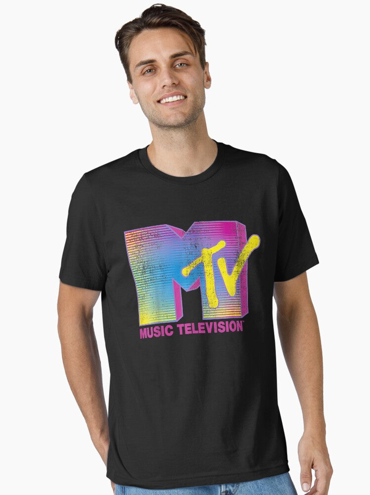 Mtv distressed fluorescent gradient logo Essential T Shirt T Shirt Premium Print Pop Art Style