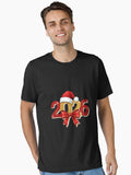 2026 Glitter Design Sparkling Holiday Santa Hat Bow Essential T Shirt T Shirt High Search Demand New Year Trend