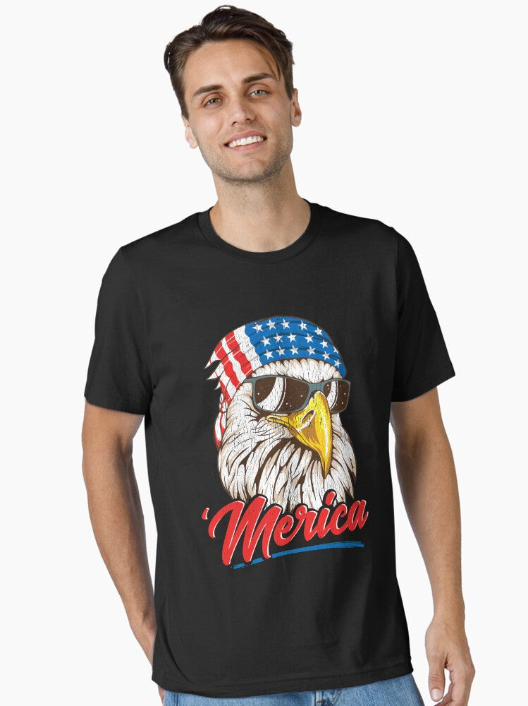 Bald Eagle Merica 80s Mullet Eagle America USA 4th of July Essential Shirt T Shirt Everyday Wear