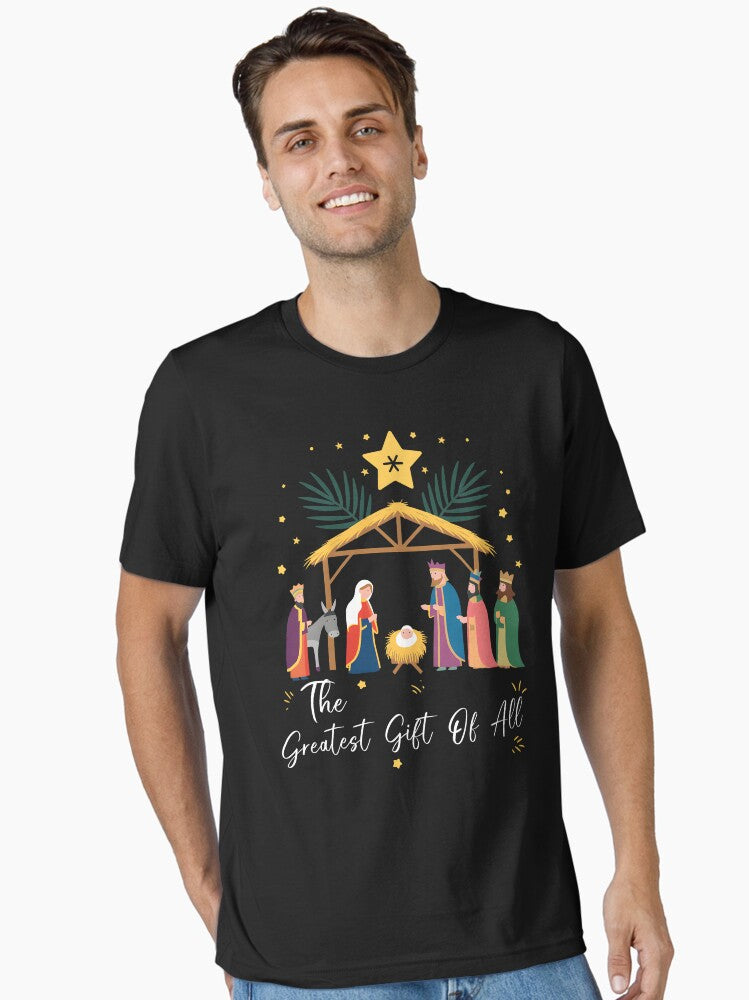 The Greatest Gift For All Christmas Nativity Jesus Christian Essential Shirt T Shirt Clean Design