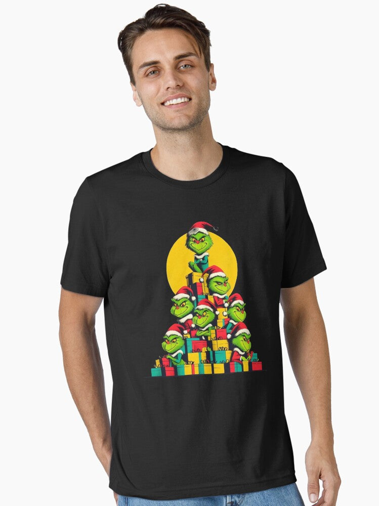 Grinch Christmas Tree Funny Holiday Gift Stack Illustration Essential T Shirt T Shirt Holiday Trending Christmas Season
