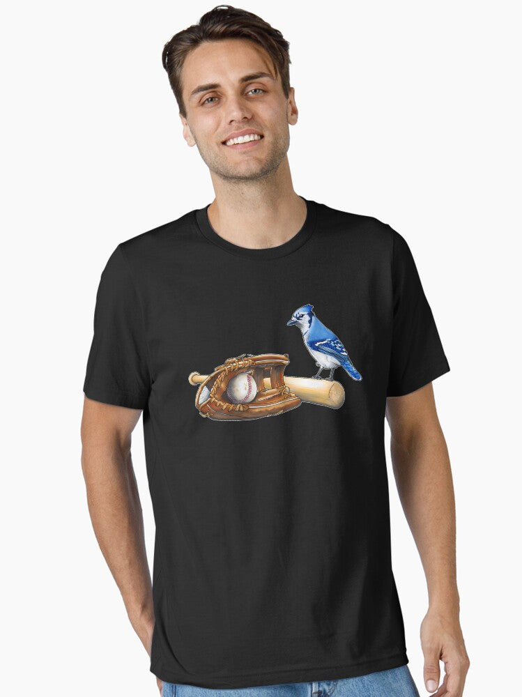 Play Ball Blue Jay With Glove Bat And Baseball Essential T Shirt T Shirt Premium Print Hot Right Now
