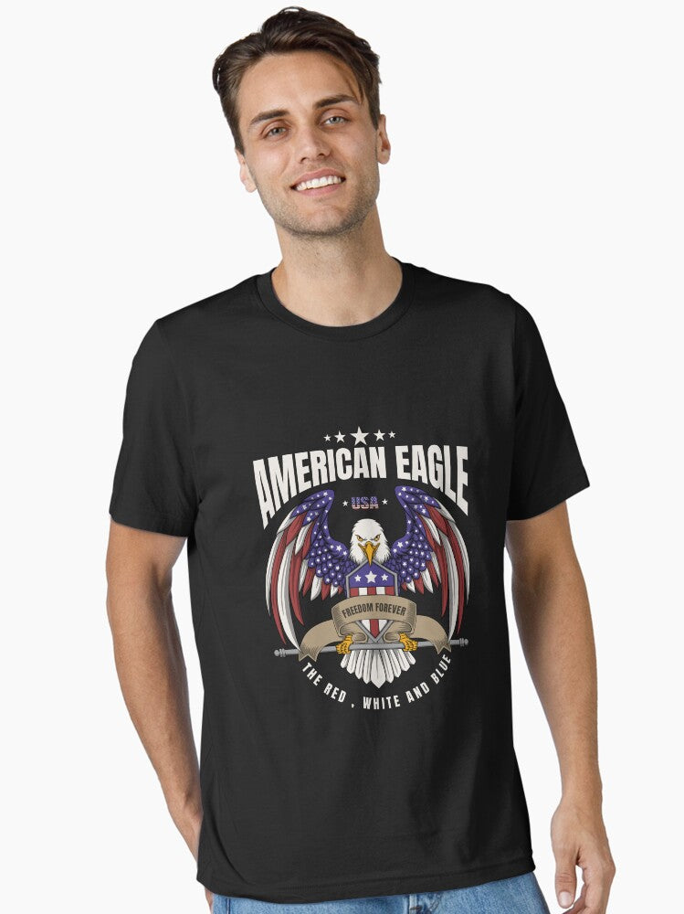 American eagle freedom forever eagle with American flag wings veteran eagle Essential Shirt T Shirt Premium Quality
