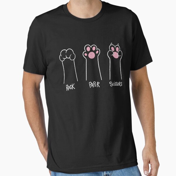Rock Paper Scissors Hand Game Cute Paw Funny Cat  Essential T-Shirt for Sale by DrawHandArt