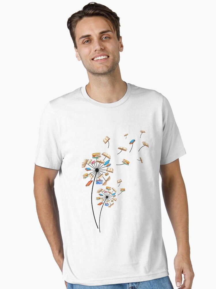 Dandelion Flower Books Fly Reading Gift T Shirt Essential T Shirt T Shirt Trending 2025 Streetwear Essential