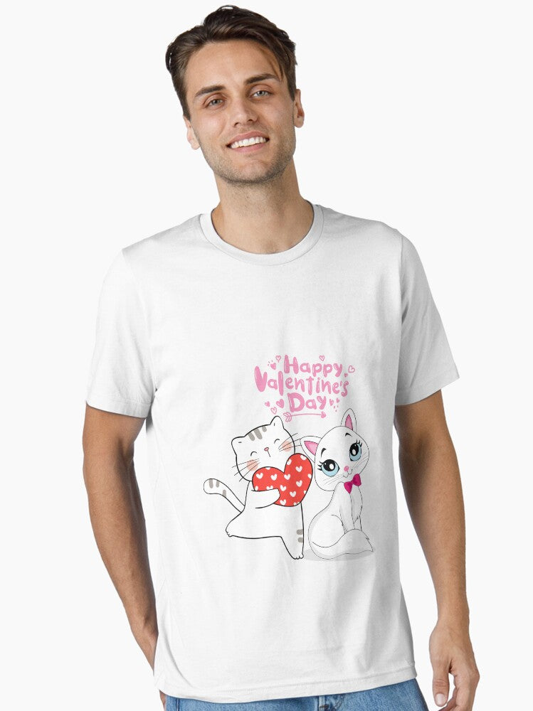 Happy Valentine day cats Essential Shirt T Shirt Premium Print