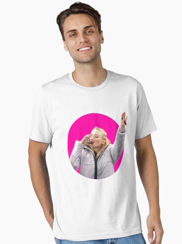 SOPHIE TURNER CHUGGING WINE Essential T-Shirt T-Shirt | High-Quality Print | High Demand Item