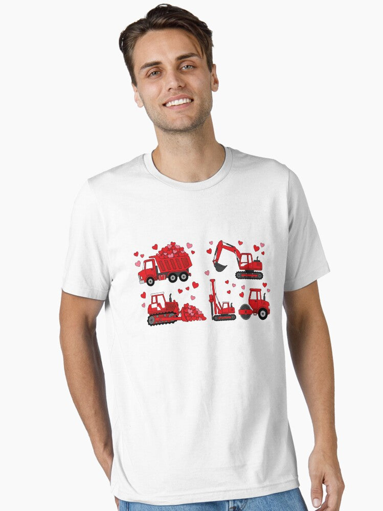 Valentine Day Construction Vehicles Love Gift Essential Shirt T Shirt US Market
