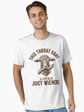 Funny Goat Loves Sausages Humorous Adult Essential T Shirt T Shirt Premium Print Daily Wear