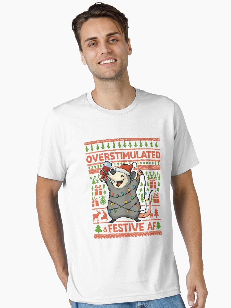 Overstimulated But Festive Christmas - Funny Christmas Classic Essential T-Shirt | Premium Unisex T-Shirt, Trending Graphic Tee