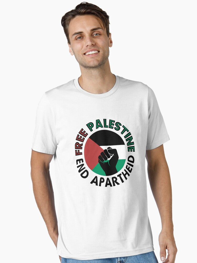 Free Palestine End Apartheid Raised Fist Essential Shirt T Shirt Minimal Style