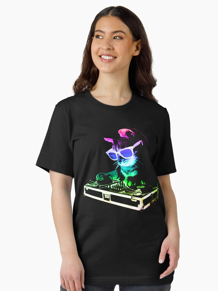 HOUSE CAT Rainbow DJ Kitty Essential T Shirt Women T Shirt Comfort Fit Gift Ready