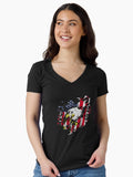 American Flag and Eagle USA Patriot Veteran Pride print Fitted Neck Shirt T Shirt Gift Ready
