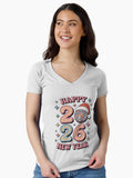 New Year s Eve Hello 2026 Happy New Year 2026 Disco Ball Fitted V Neck T Shirt T Shirt Comfort Fit Modern Aesthetic