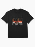 Spooky Season Texts With Scary Red Halloween Background Oversized T Shirt