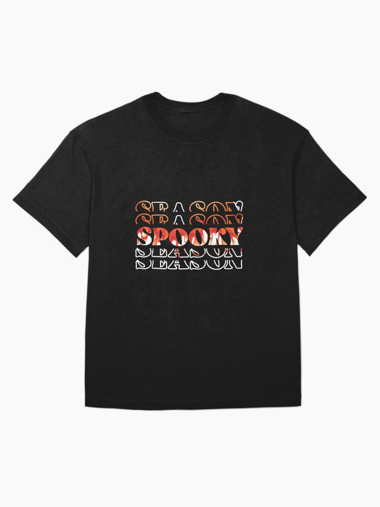 Spooky Season Texts With Scary Red Halloween Background Oversized T Shirt