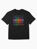 Mystical Spooky Season Colorful Glowing Pumpkins Oversized T Shirt