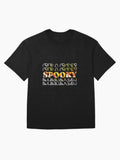 Spooky Season Texts With Scary Orange Halloween Background Oversized T Shirt