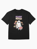 Spooky Season Ghost With Flowers Cute Halloween Aesthetic Oversized T Shirt
