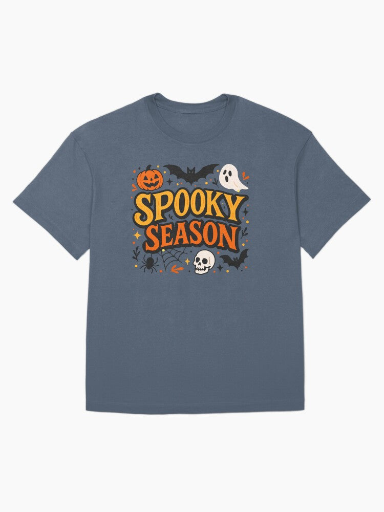 Spooky Season Skulls And Bats Dark Halloween Vibes Oversized T Shirt