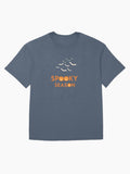 Spooky Season Typography Pumpkin Lantern Halloween Design Oversized T Shirt