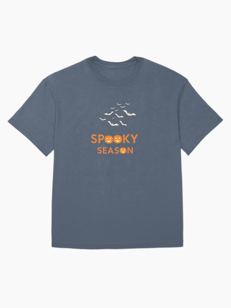 Spooky Season Typography Pumpkin Lantern Halloween Design Oversized T Shirt