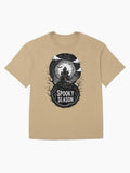 Spooky Season Haunted House Halloween Art Oversized T Shirt