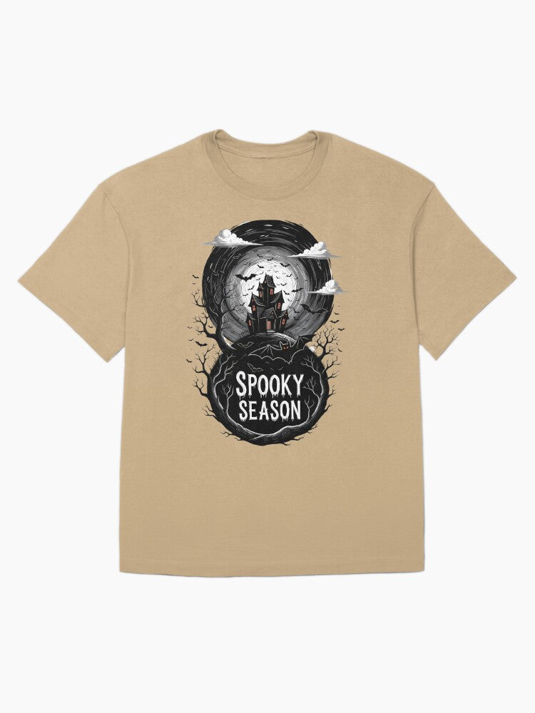 Spooky Season Haunted House Halloween Art Oversized T Shirt