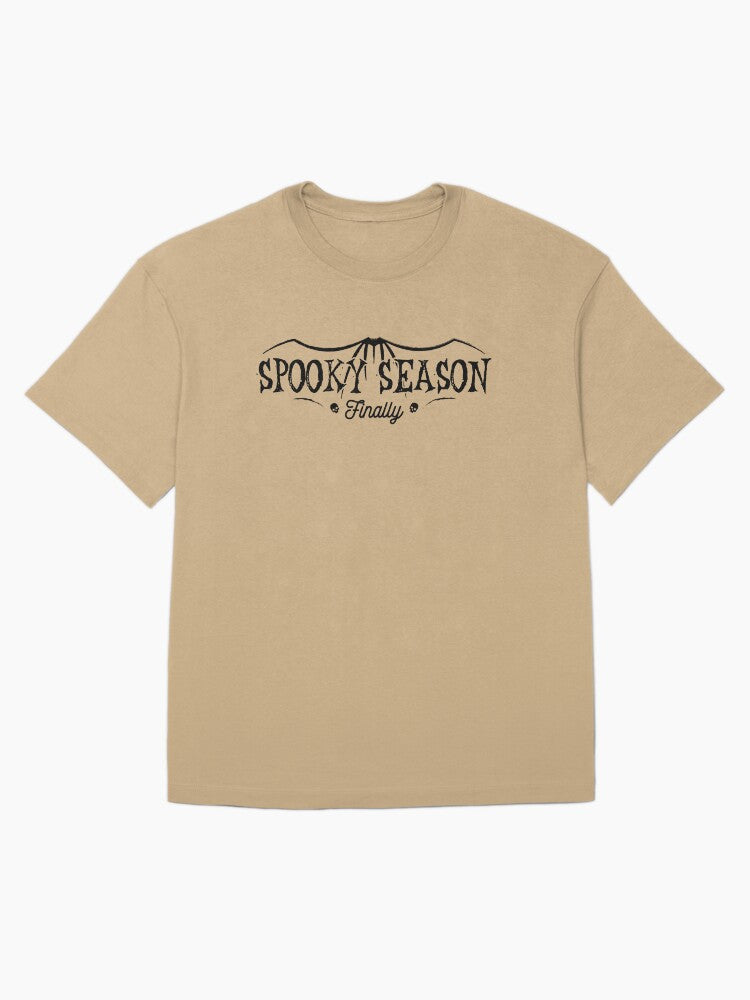 Spooky Season Finally Halloween Font Design Black Oversized T Shirt