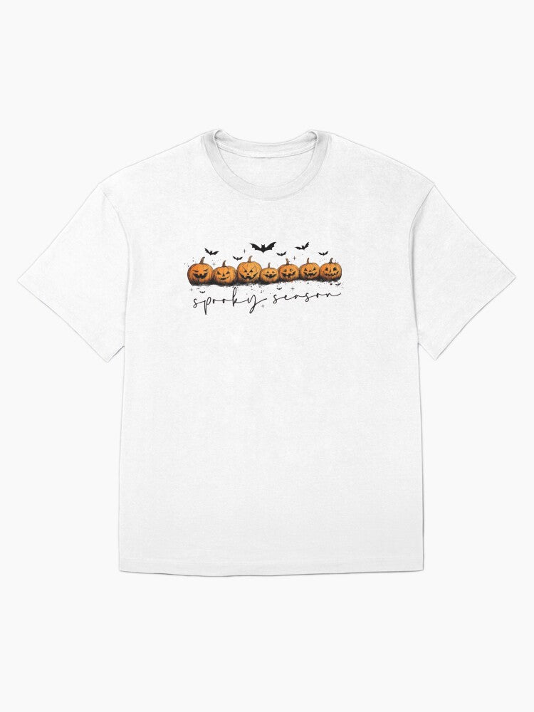 Spooky Season Pumpkins Halloween Pumpkin And Bats Retro Oversized T Shirt