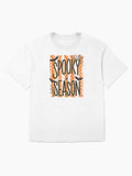 Spooky Season Striped Ghost Retro Coquette Halloween Fall Oversized T Shirt
