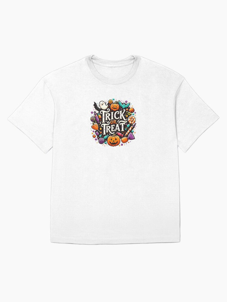 Trick Or Treat Halloween Spooky Colorful Candys Oversized T Shirt Minimal Style