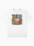 Colorful Trick Or Treat Halloween Pumpkin Ghost Oversized T Shirt Gift Ready