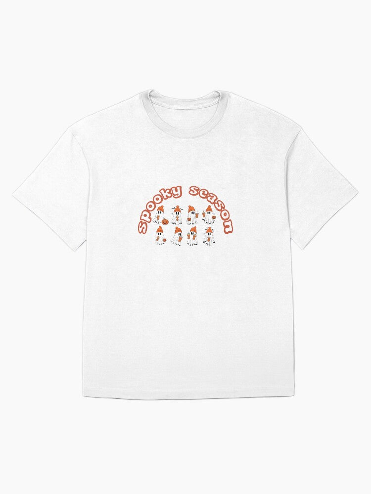 Spooky Season Ghosts Cute Halloween Pumpkin Drink Design Oversized T Shirt